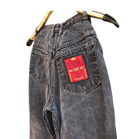 Vintage 90’s Bonjour High waisted mom jeans straight stonewashed charcoal black - Picture 8 of 9